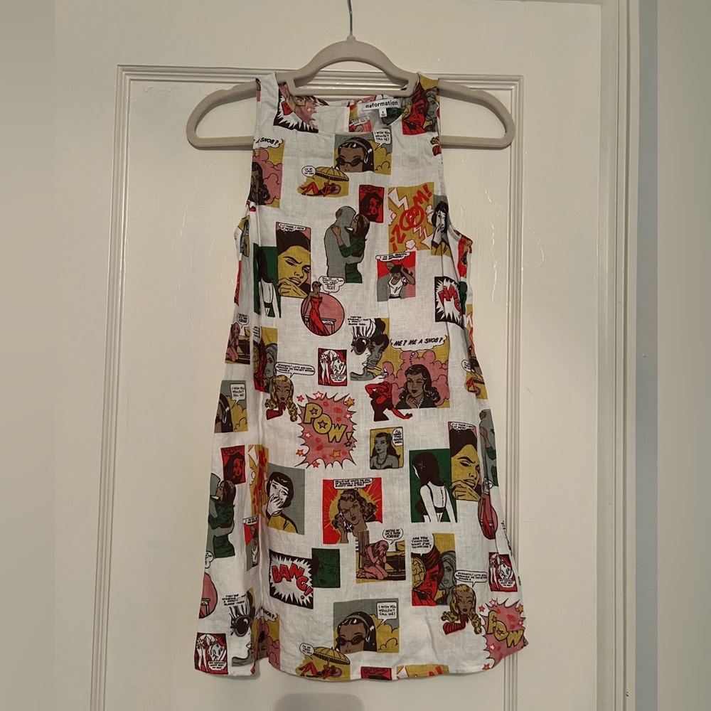 Reformation Jessi Linen comic print dress - Picture 2 of 5